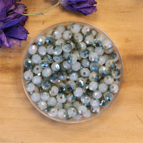 Rondel facetkralen 3x4 mm - Opal white diamond coating