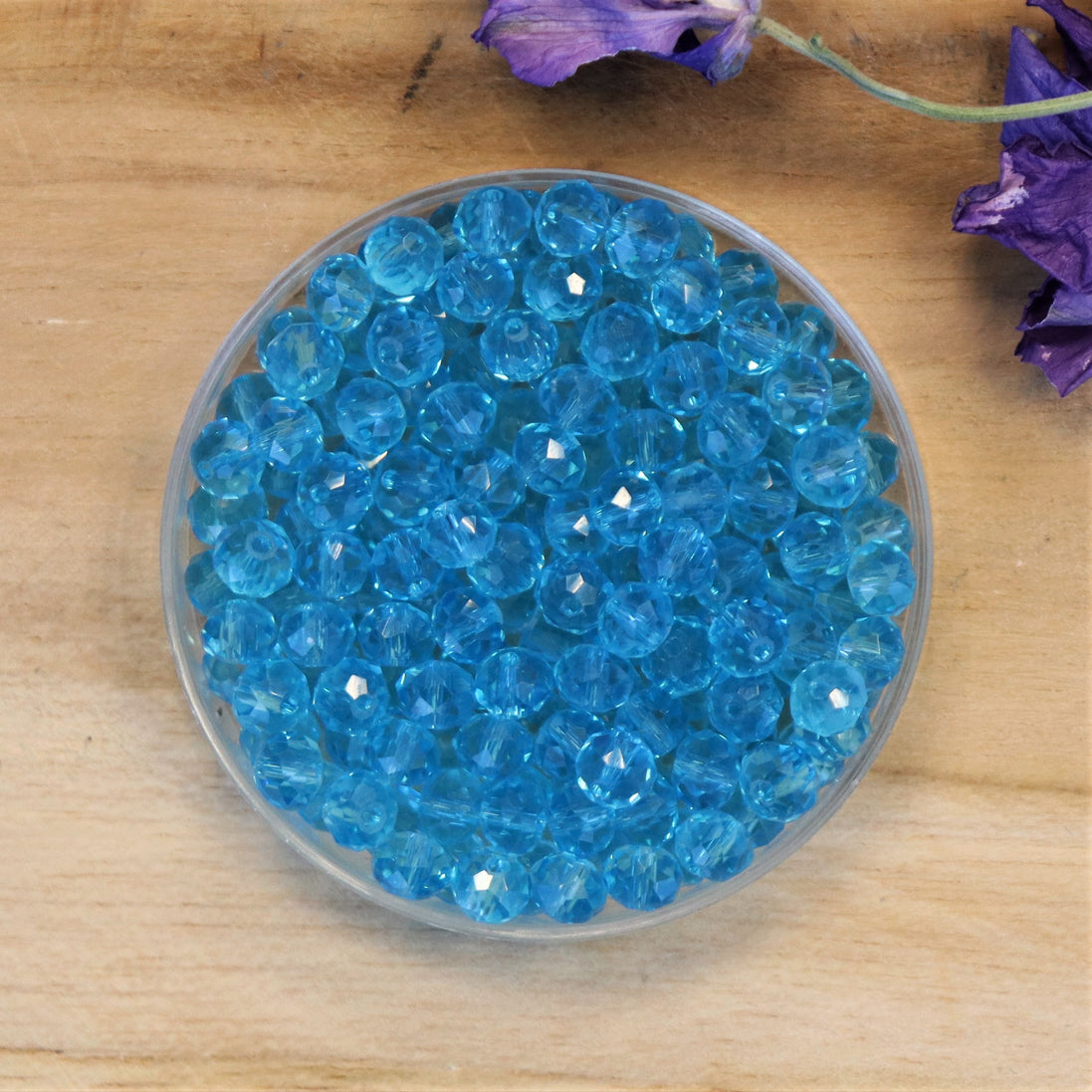 Rondel facetkralen 3x4 mm - Aquamarine blue