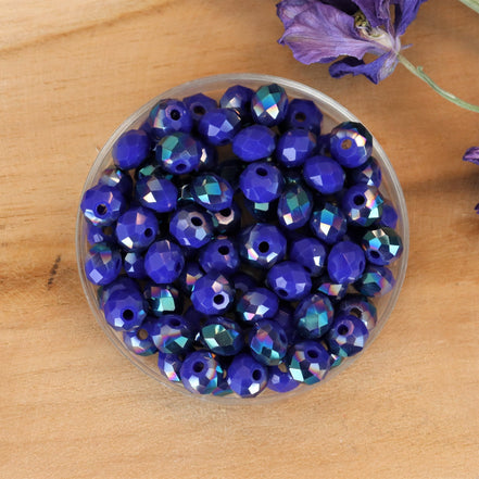 Rondel facetkralen 4x6 mm - Dark blue diamond coating