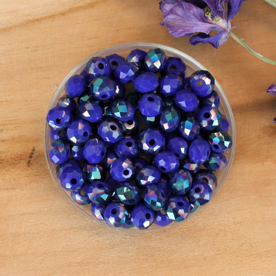 Rondel facetkralen 4x6 mm - Dark blue diamond coating