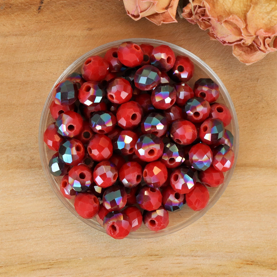 Rondel facetkralen 4x6 mm - Red diamond coating
