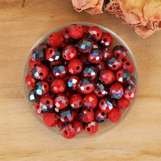 Rondel facetkralen 4x6 mm - Red diamond coating