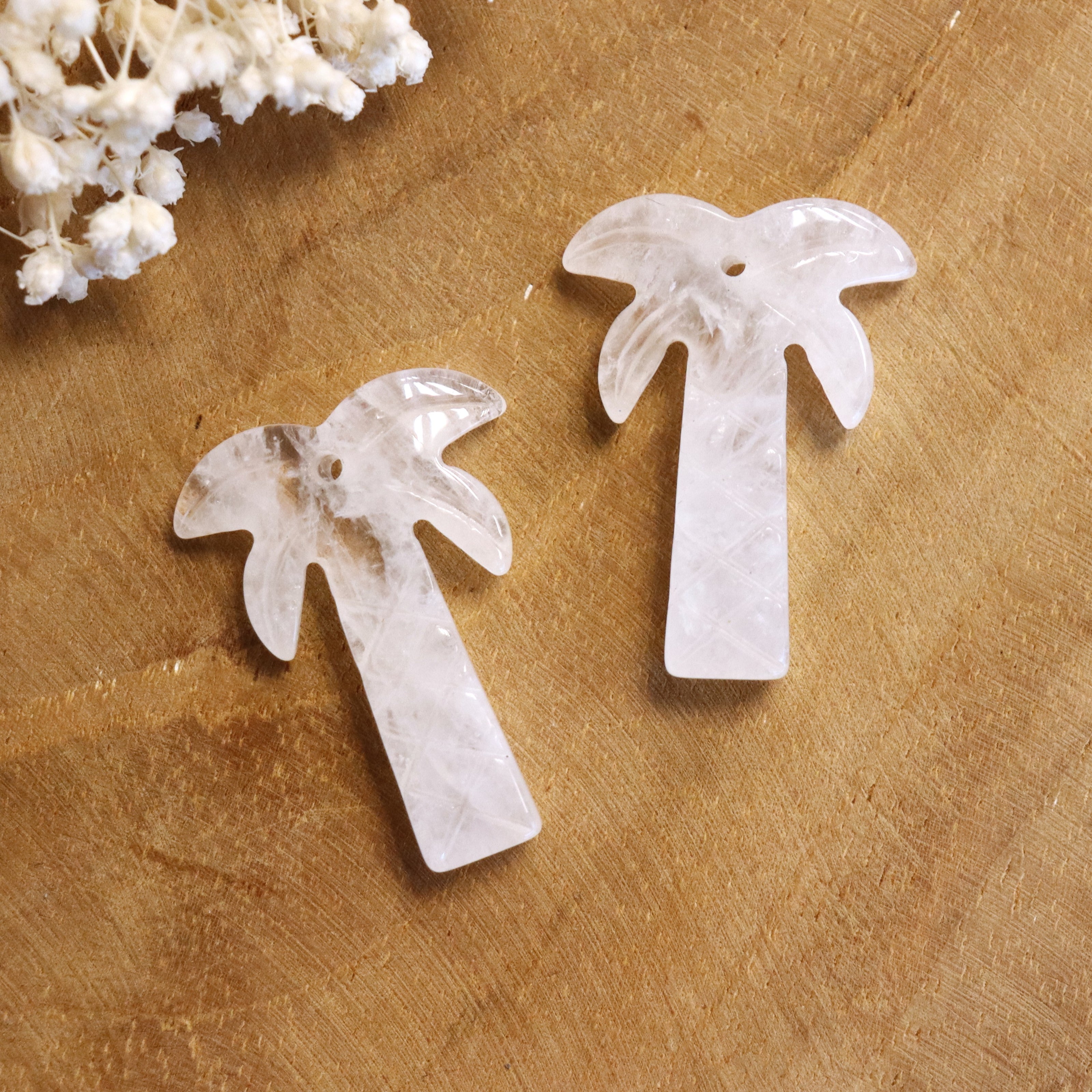 Gemstone palm tree bead - moonstone