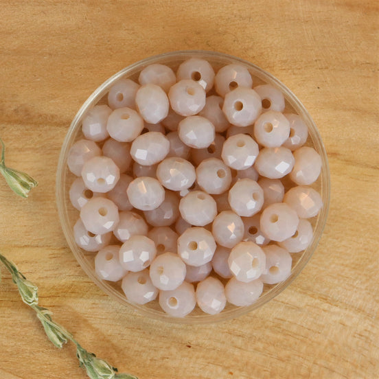 Rondel facetkralen 4x6 mm - Opal misty rose