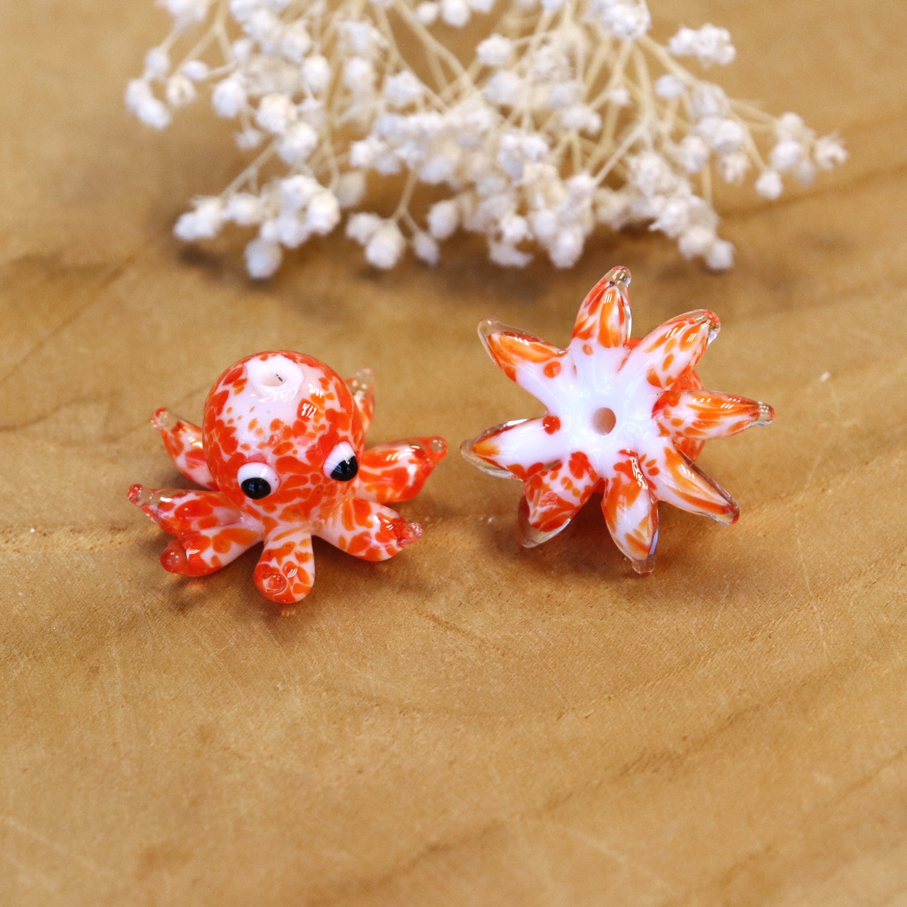 Orange bead - glass bead octopus