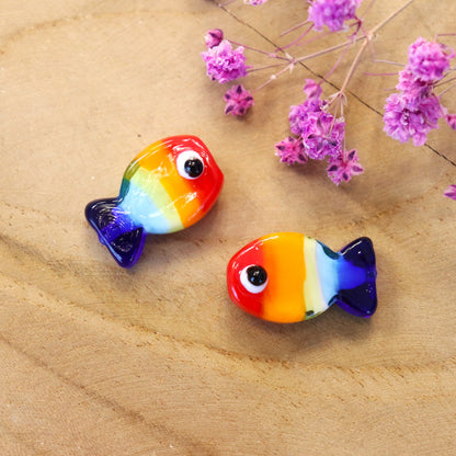 Glaskraal gekleurd visje - rood oranje