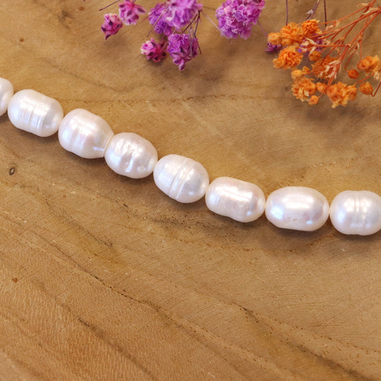 Zoetwaterparels 8x9mm - per streng