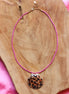 Koord ketting met panterschelp - roze