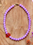 Beaded necklace - purple with crab charm