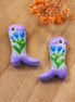 Lampwork cowboylaars - lila met bloemen