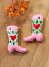 Lampwork-Cowboystiefel – rosa mit Herz