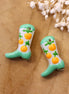 Lampwork cowboy boot - green with orange accents