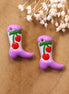 Lampwork cowboy boot - lilac with cherries