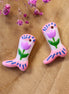 Lampwork cowboylaars - roze met tulpjes