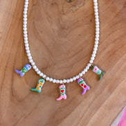 Beaded necklace - pearls with cowboy boots