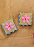 Lampwork-Emailleperle mit Blume - olivgrün