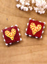 Lampwork enamel kraal met hart - bordeaux