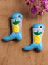 Lampwork cowboylaars - blauw met ananas