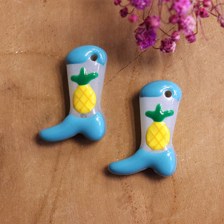 Lampwork cowboylaars - blauw met ananas