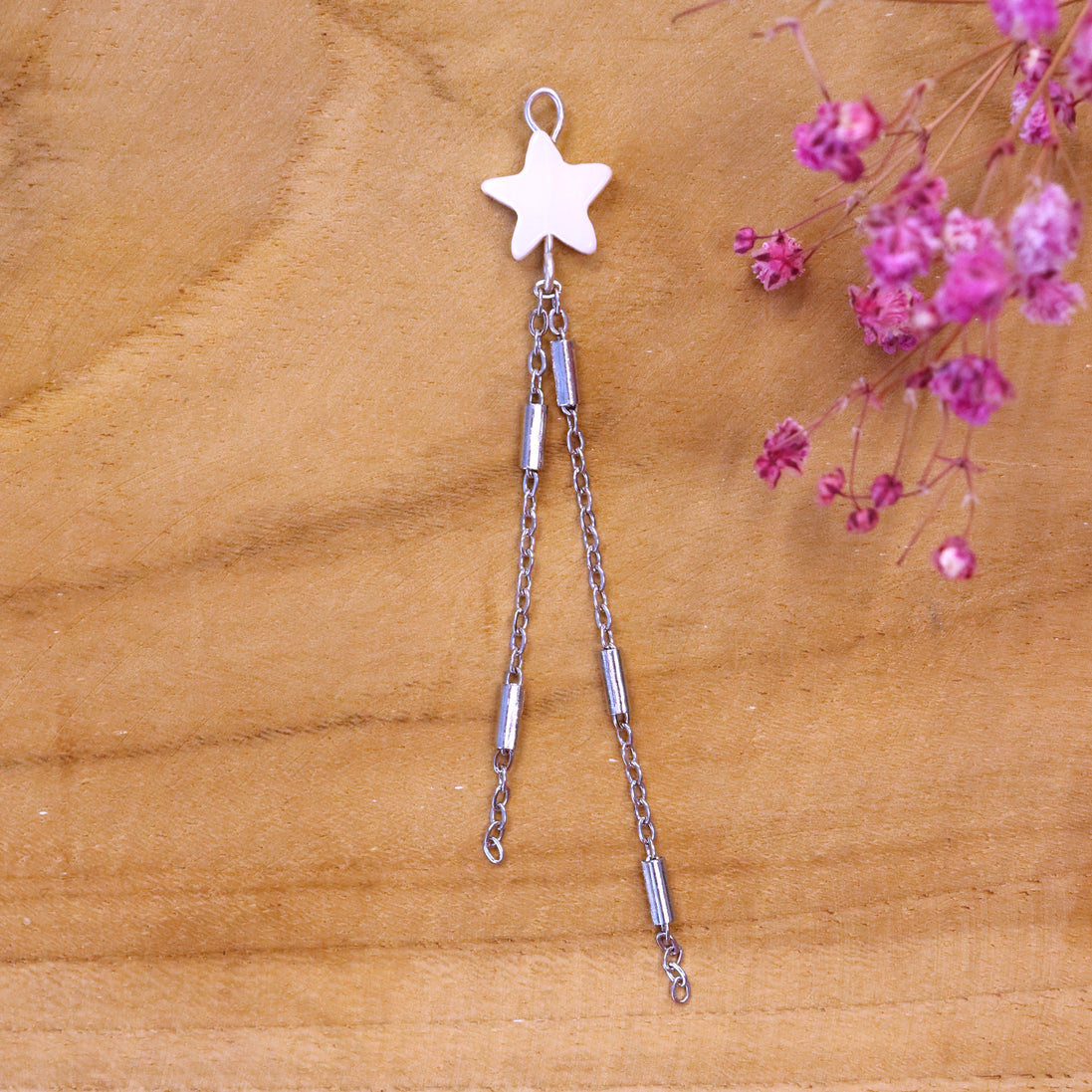 Ohrringanhänger Stern mit Jasseron-Kette - Silber