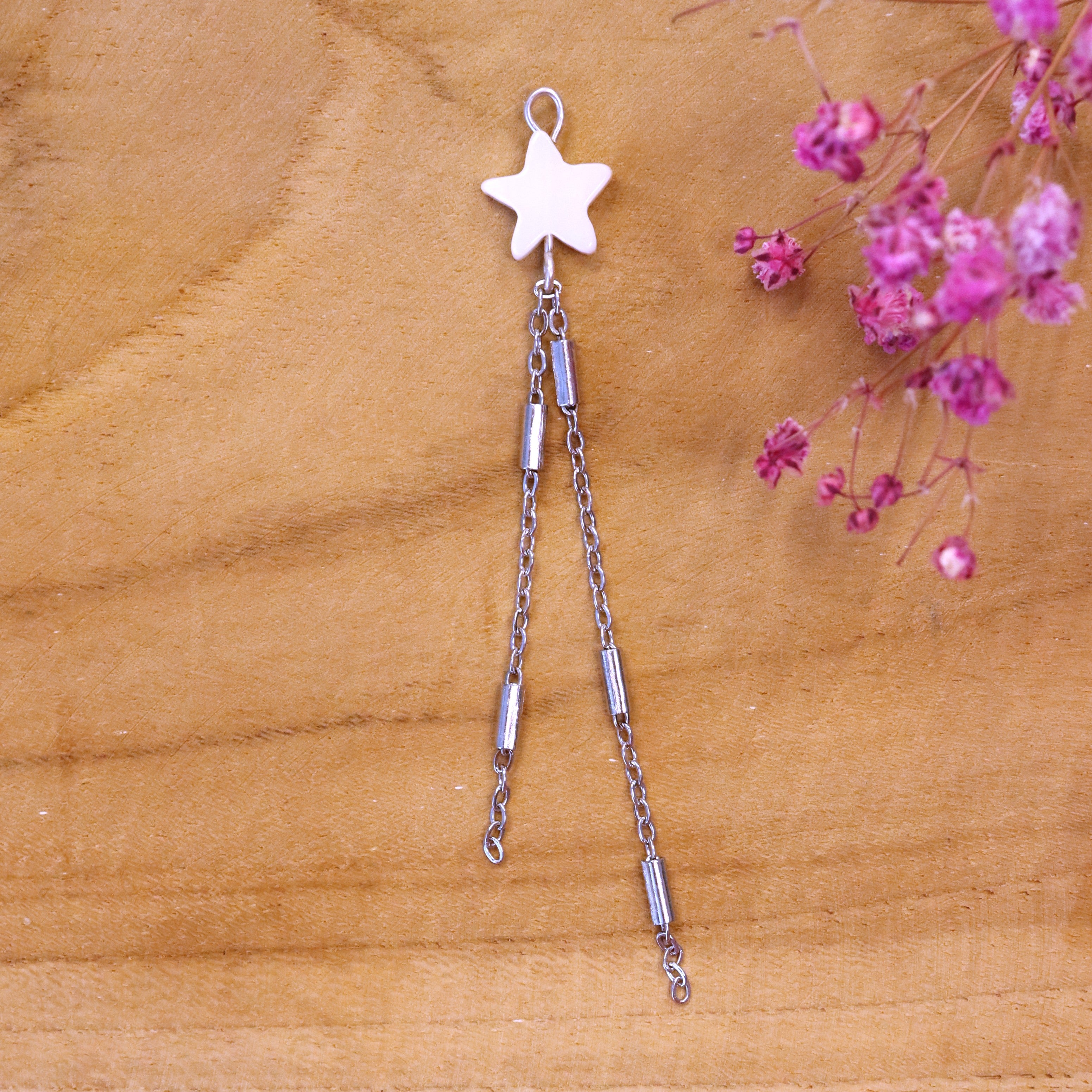 Ohrringanhänger Stern mit Jasseron-Kette - Silber