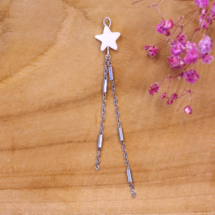 Ohrringanhänger Stern mit Jasseron-Kette - Silber