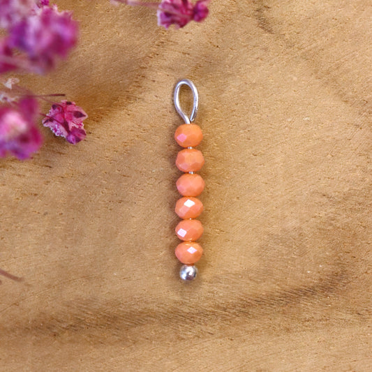 Earring clasp, orange facet - silver