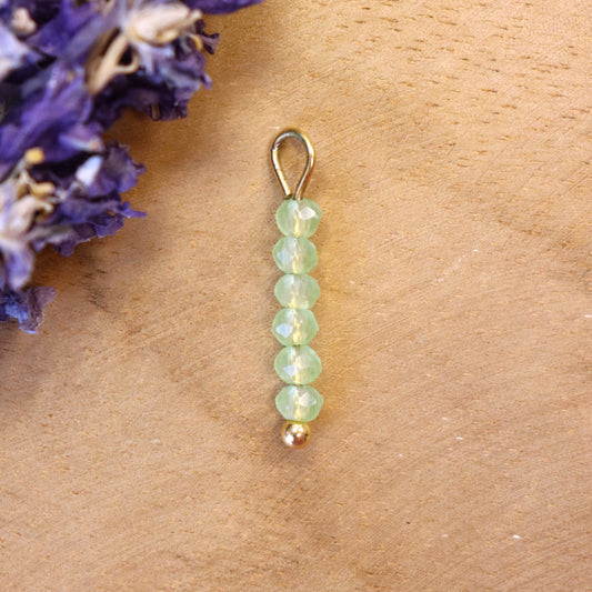 Earring charm, green faceted - gold