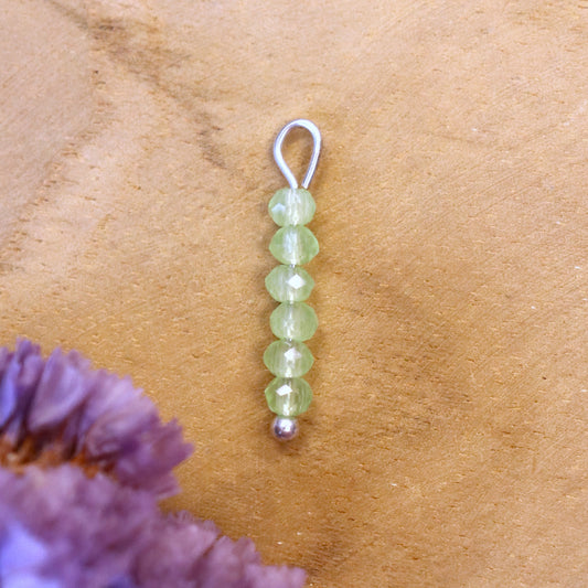 Earring clasp, green faceted - silver