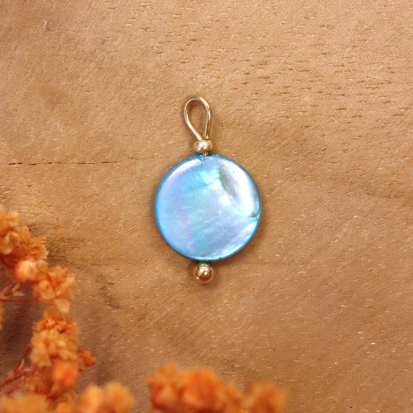 Ohrringanhänger blaue Muschel - Gold