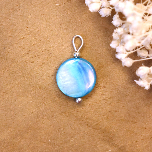 Earring pendant blue shell - silver