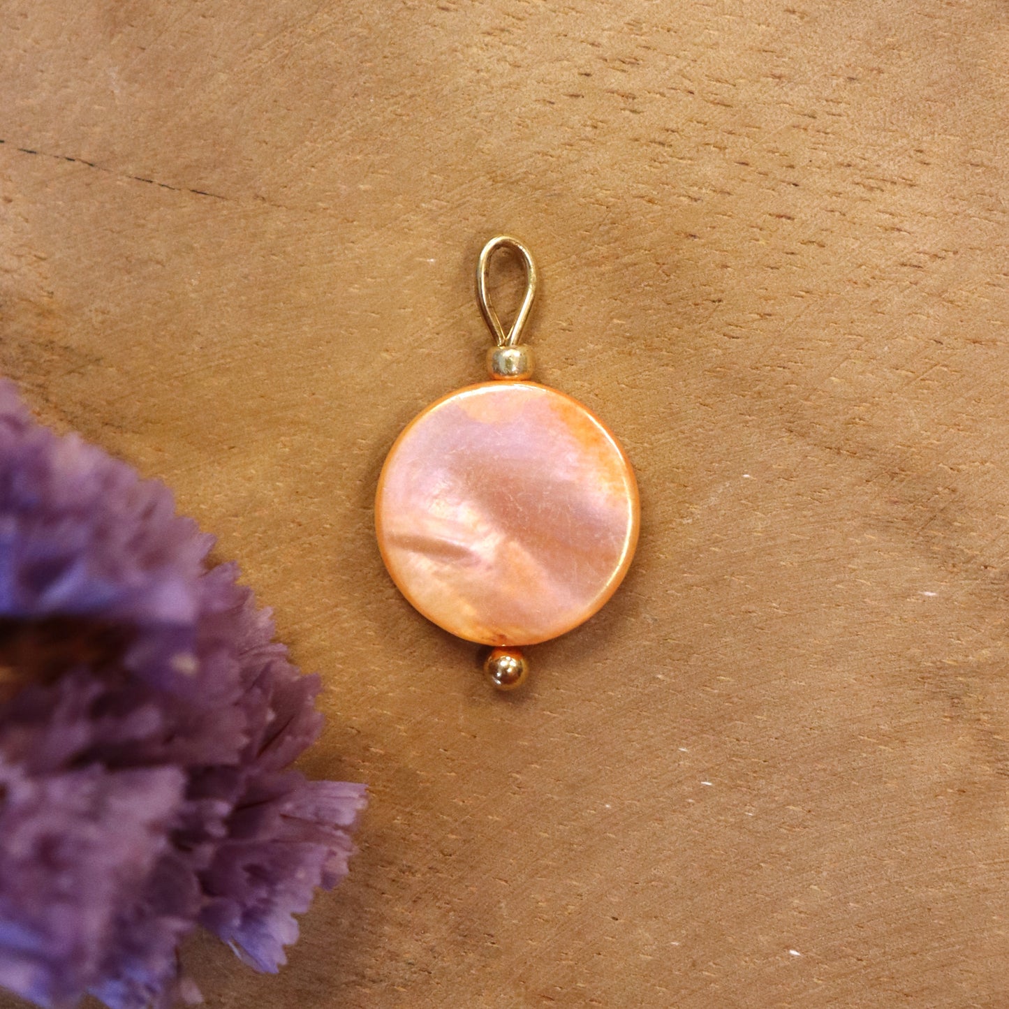 Ohrringanhänger orange Muschel - Gold