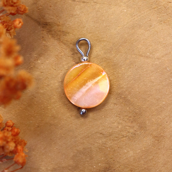 Oorringbedel oranje schelp - zilver