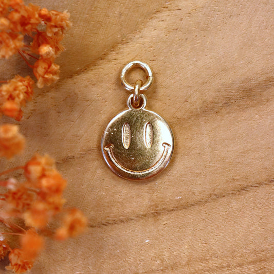 Earring charm smiley - gold