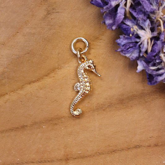 Seahorse earring charm - gold