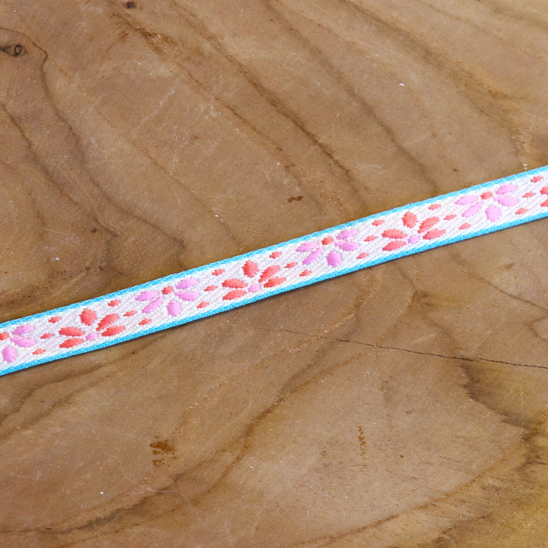 Ribbon flowers pink-red-blue