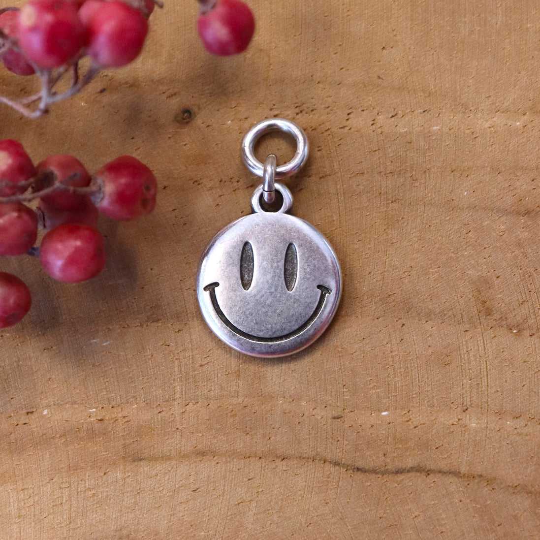 Ohrringanhänger Smiley - Silber