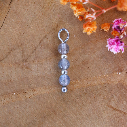 Labradorite earring charm - silver
