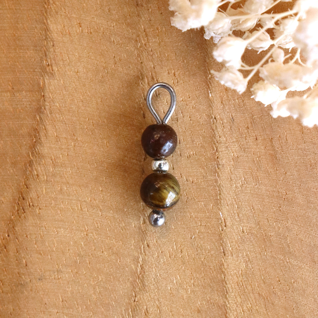 Tiger Eye Earring Charm - Silver