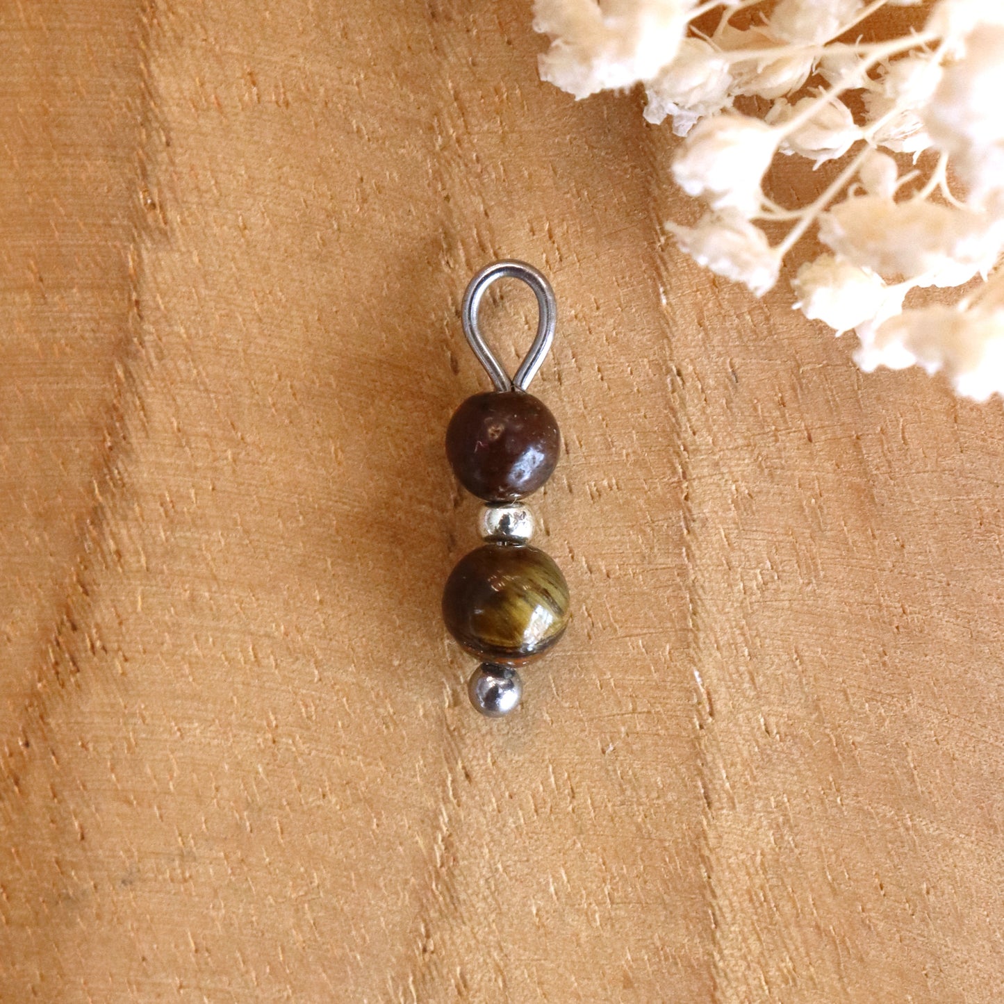 Oorringbedel tijgeroog - zilver