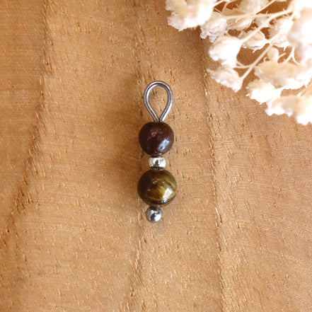 Tiger Eye Earring Charm - Silver
