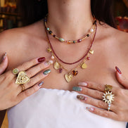 Stainless steel ring goud - zon met gezichtje