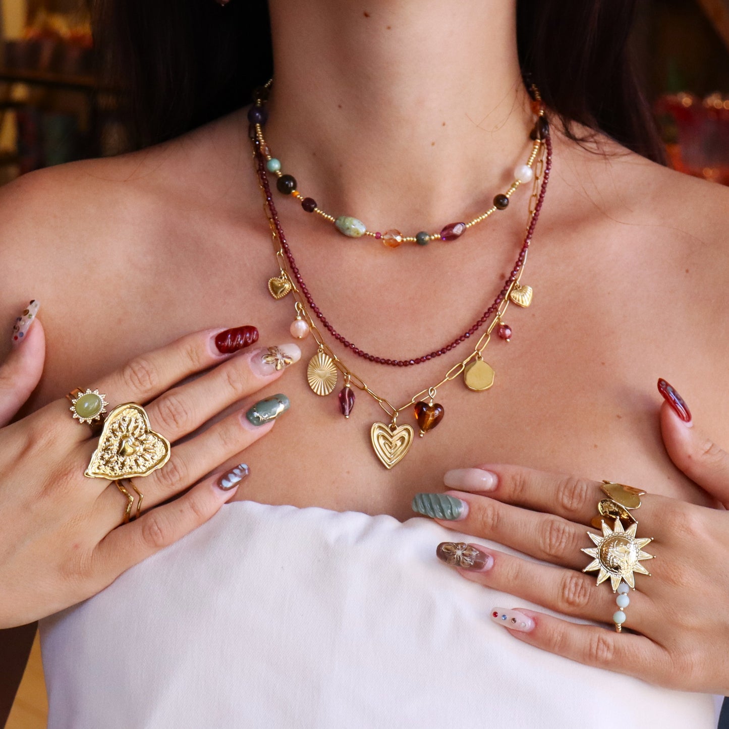 Stainless steel ring goud - zon met gezichtje