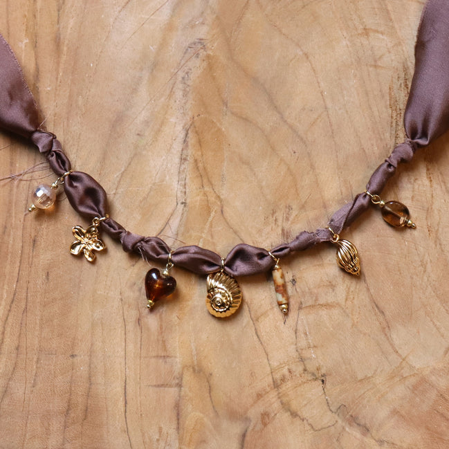 Bandana chain - brown satin gold