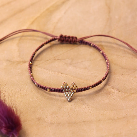 Armband mit goldenem Herz - braun
