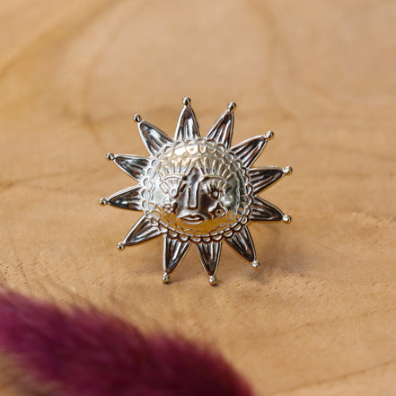 Stainless steel ring goud - zon met gezichtje