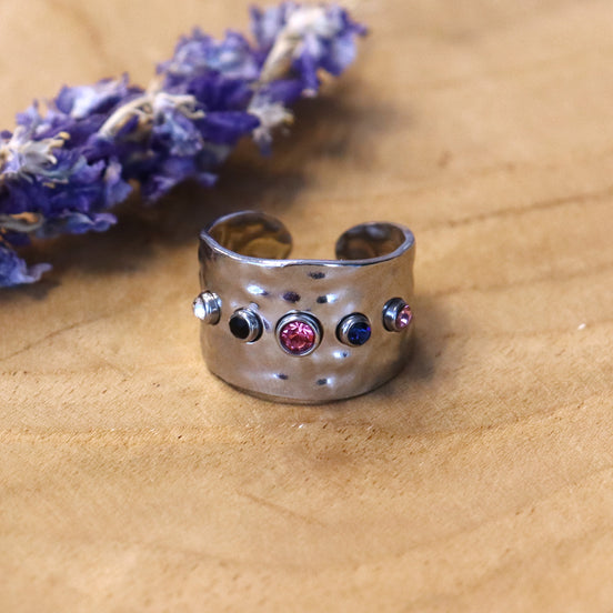 Stainless steel ring zilver - met swarovski