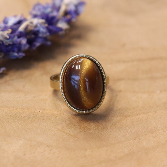 Stainless steel ring - tijgeroog