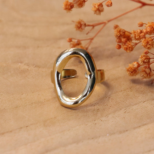 Stainless steel ring goud - open midden