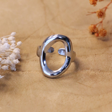 Stainless steel ring zilver - open midden